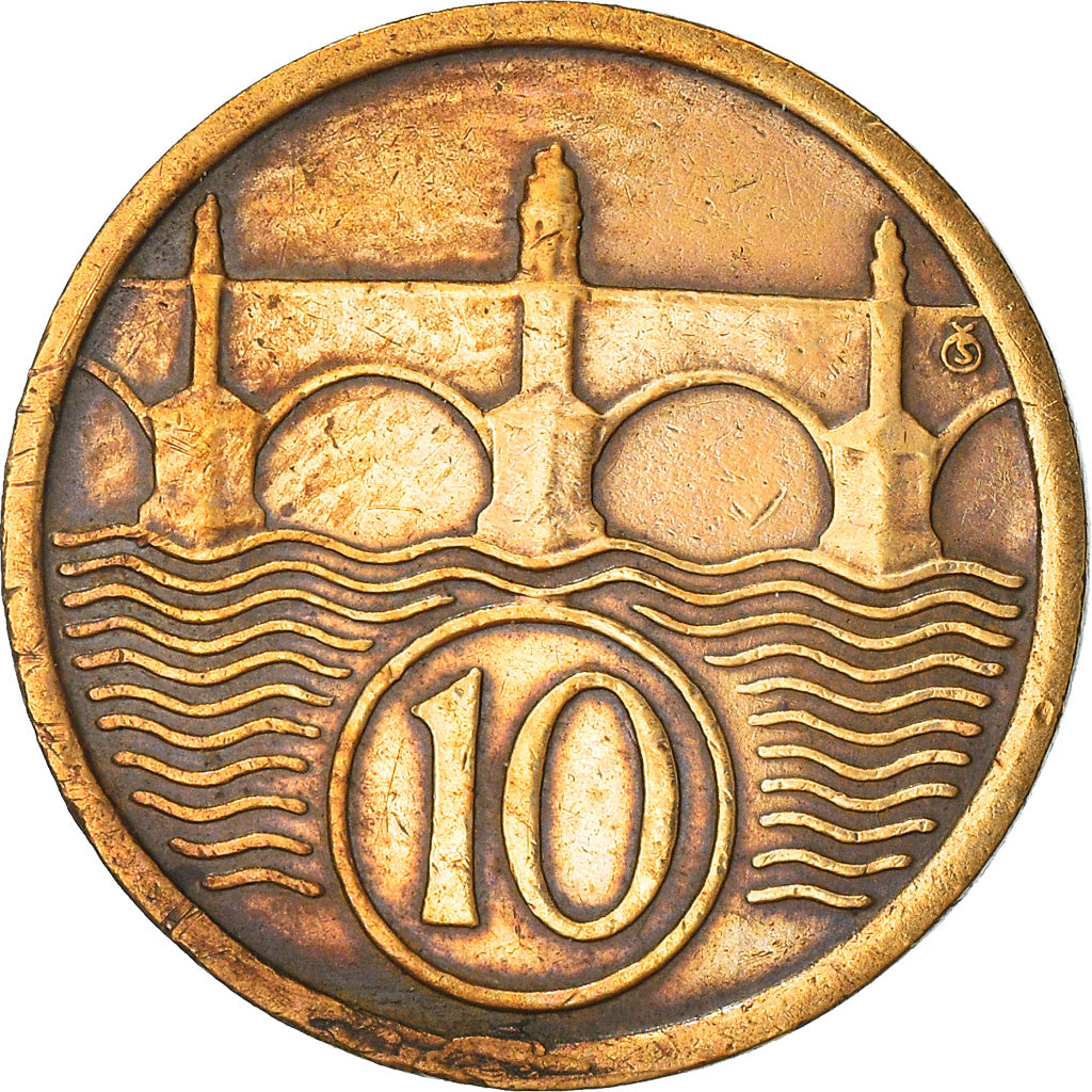 Moneta, Cecoslovacchia, 10 Haleru, 1922, MB, Bronzo, KM:3