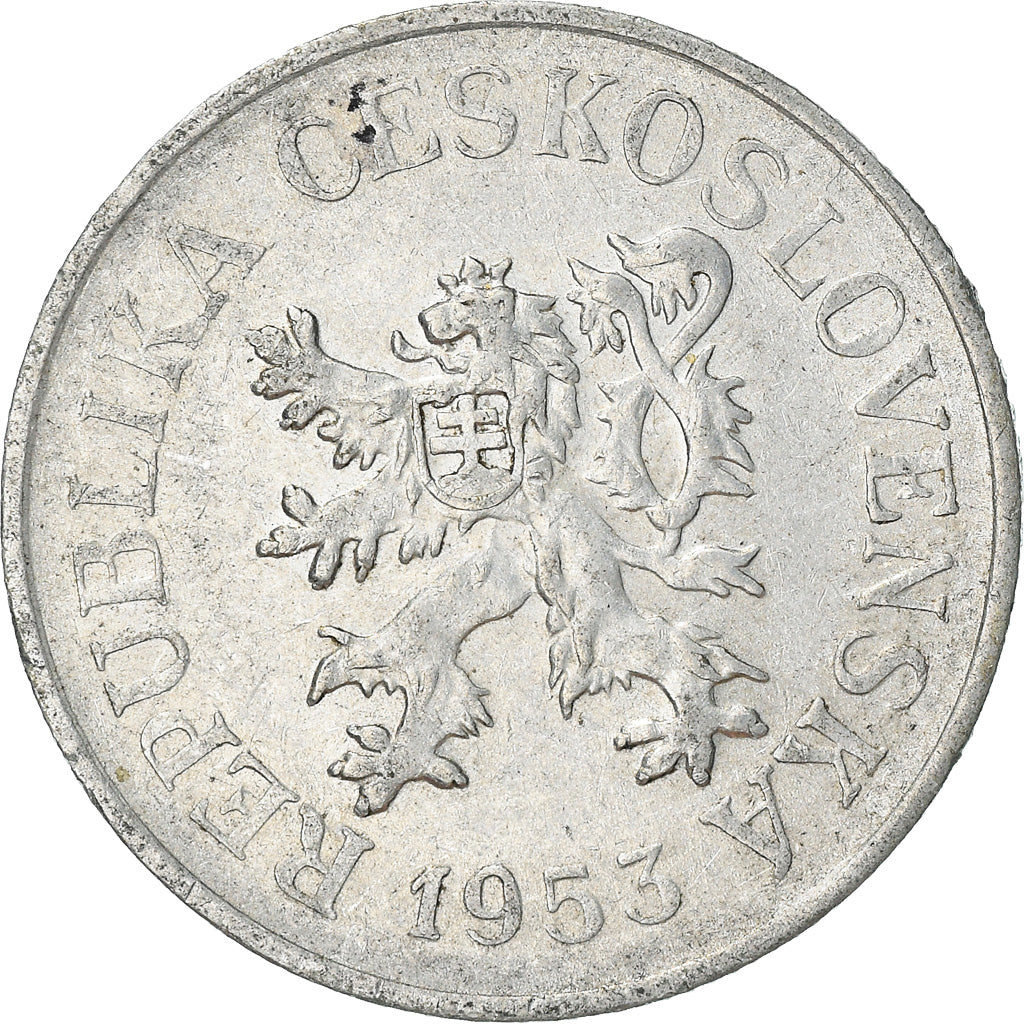 Moneta, Czechosłowacja, 10 Haleru, 1953, EF(40-45), Aluminium, KM:38