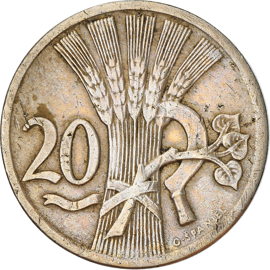 Moneta, Cecoslovacchia, 20 Haleru, 1938, MB+, Rame-nichel, KM:1