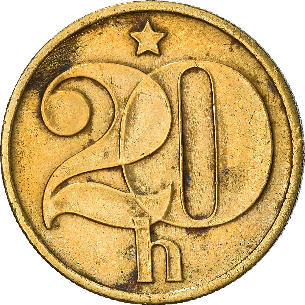 Moneta, Cecoslovacchia, 20 Haleru, 1972, MB+, Nichel-ottone, KM:74