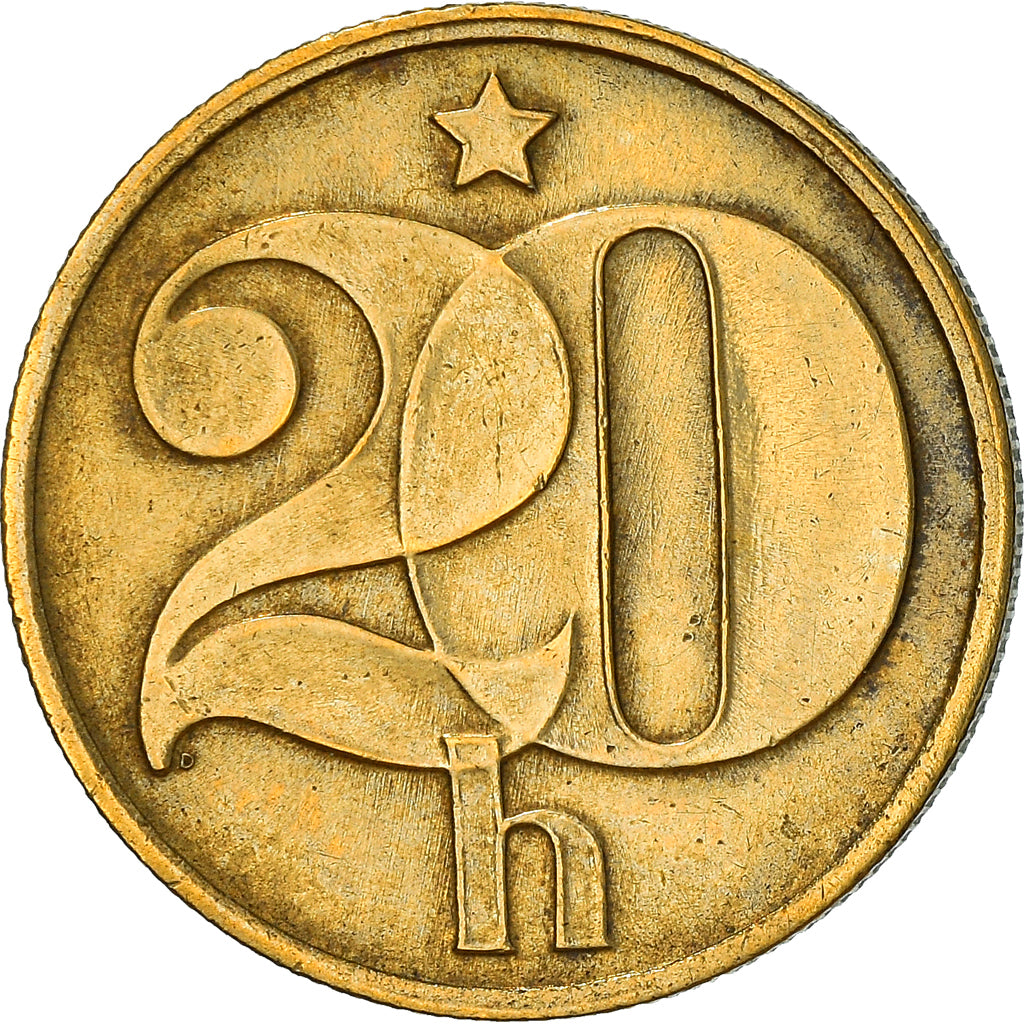 Moneta, Cecoslovacchia, 20 Haleru, 1973, MB+, Nichel-ottone, KM:74