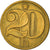 Moneda, Checoslovaquia, 20 Haleru, 1975, BC+, Níquel - latón, KM:74