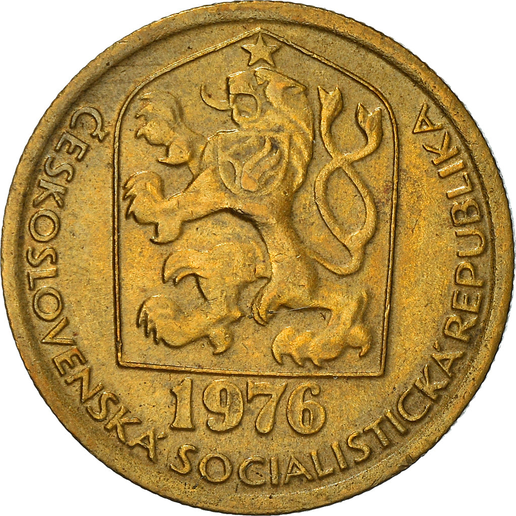 Moeda, Checoslováquia, 20 Haleru, 1976, AU(50-53), Níquel-Latão, KM:74