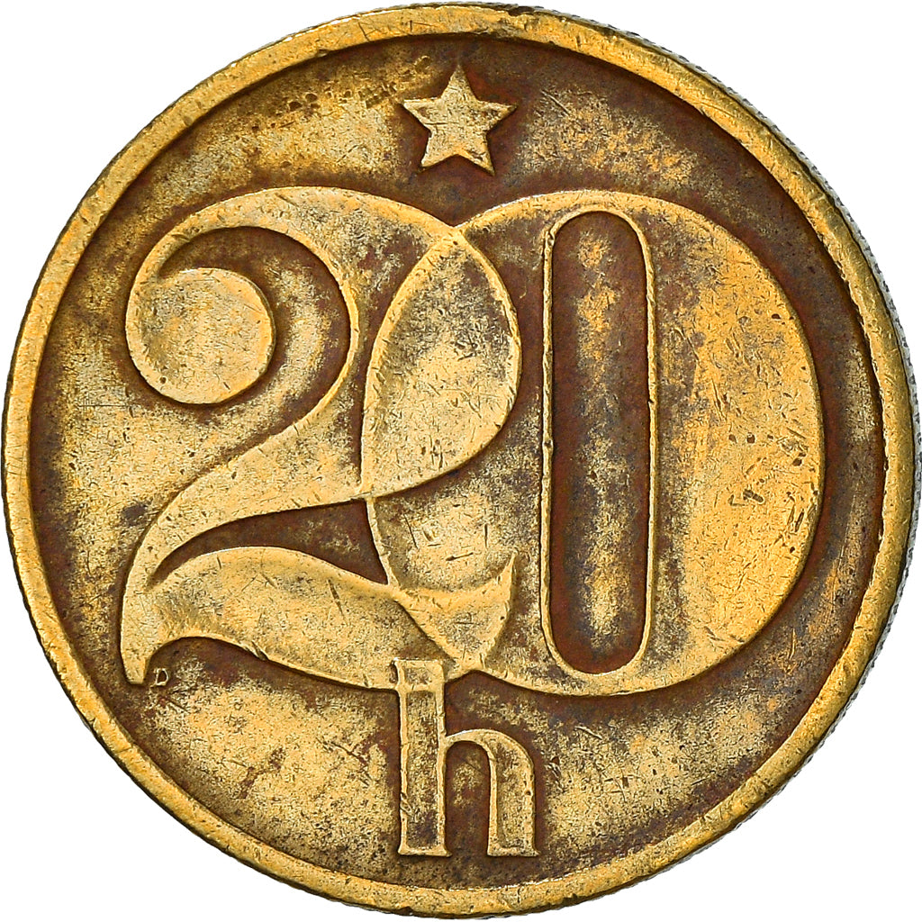 Moneta, Cecoslovacchia, 20 Haleru, 1977, MB, Nichel-ottone, KM:74