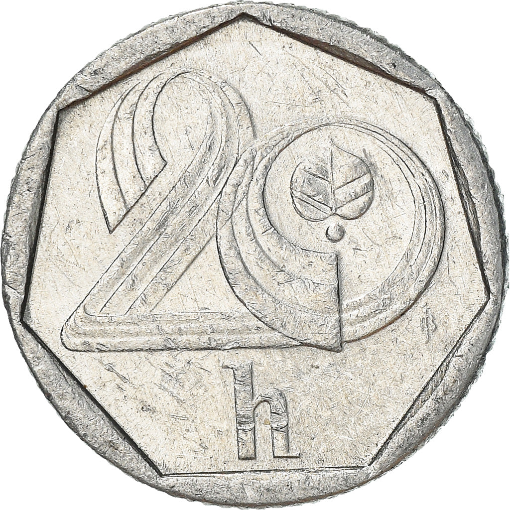 Moneta, Czechy, 20 Haleru, 1994, AU(50-53), Aluminium, KM:2.1