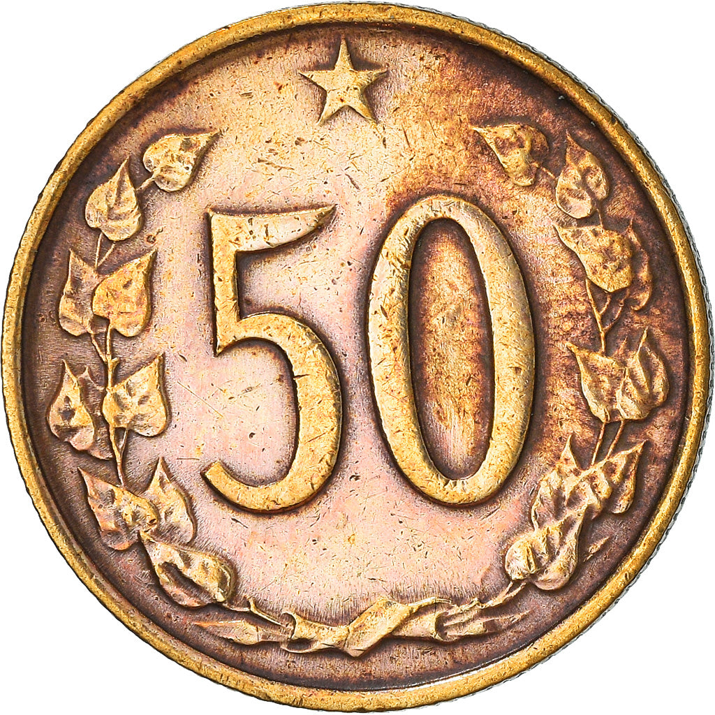 Moneta, Cecoslovacchia, 50 Haleru, 1969, MB+, Bronzo, KM:55.1