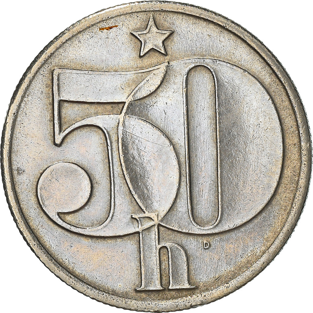 Moneta, Czechosłowacja, 50 Haleru, 1987, AU(50-53), Miedź-Nikiel, KM:89