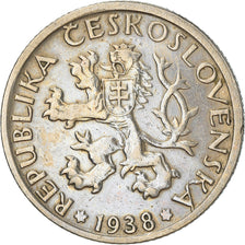 Moneta, Cecoslovacchia, Koruna, 1938, MB+, Rame-nichel, KM:4