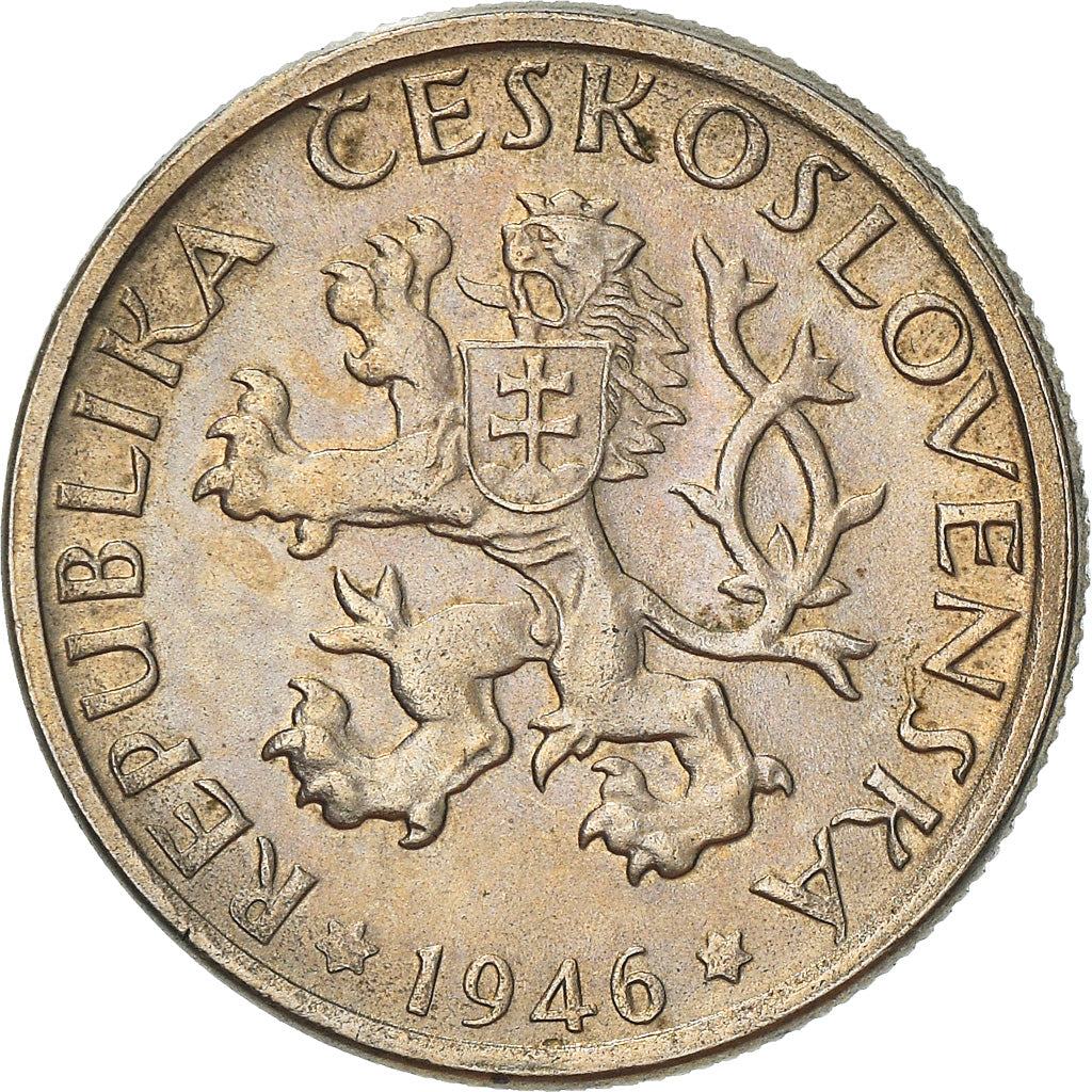 Moneda, Checoslovaquia, Koruna, 1946, EBC, Cobre - níquel, KM:19