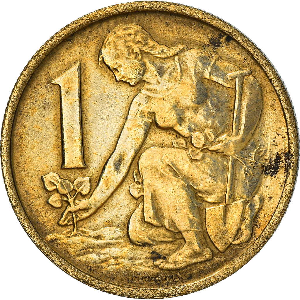 Moneta, Cecoslovacchia, Koruna, 1958, MB, Alluminio-bronzo, KM:46