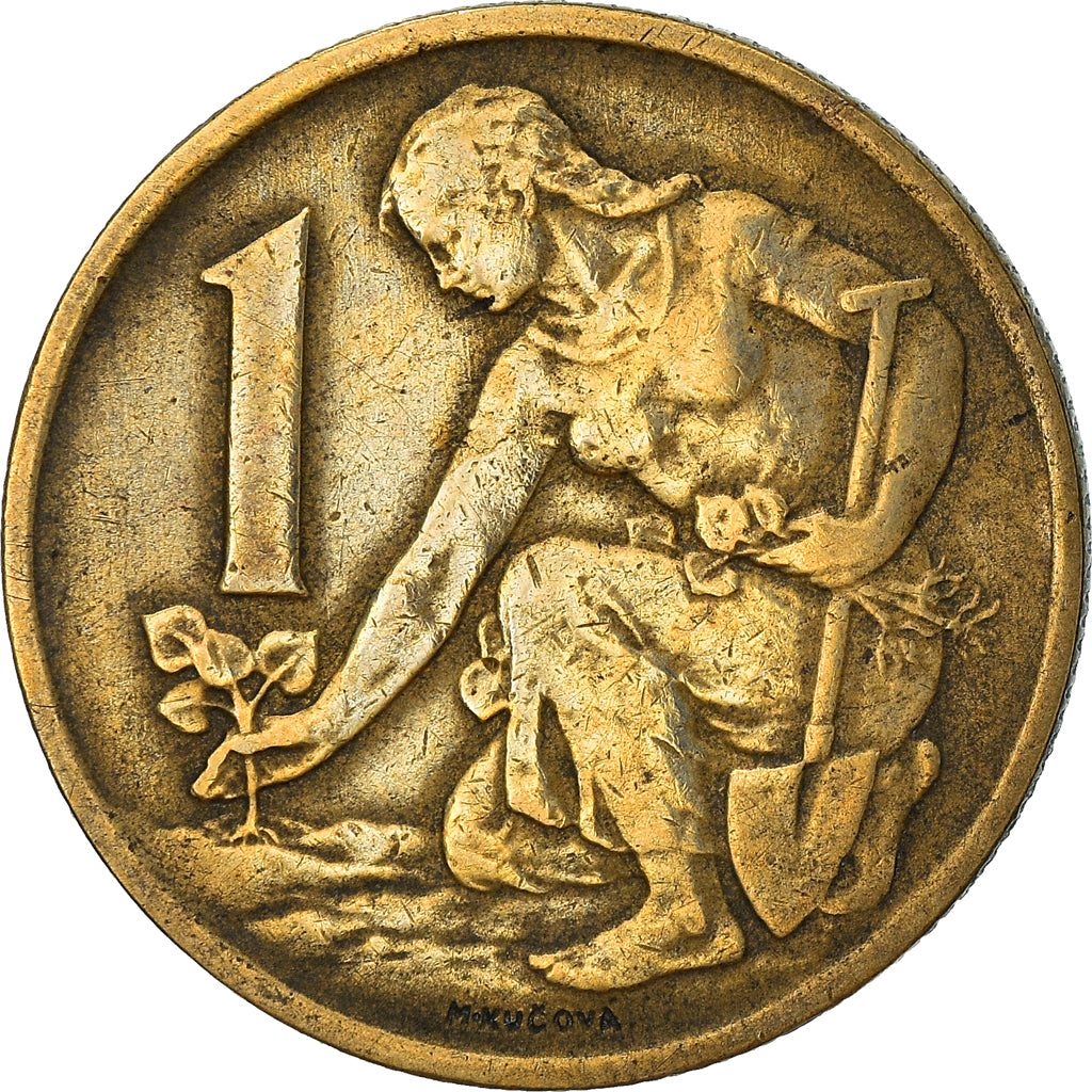 Münze, Tschechoslowakei, Koruna, 1968, S+, Aluminum-Bronze, KM:50