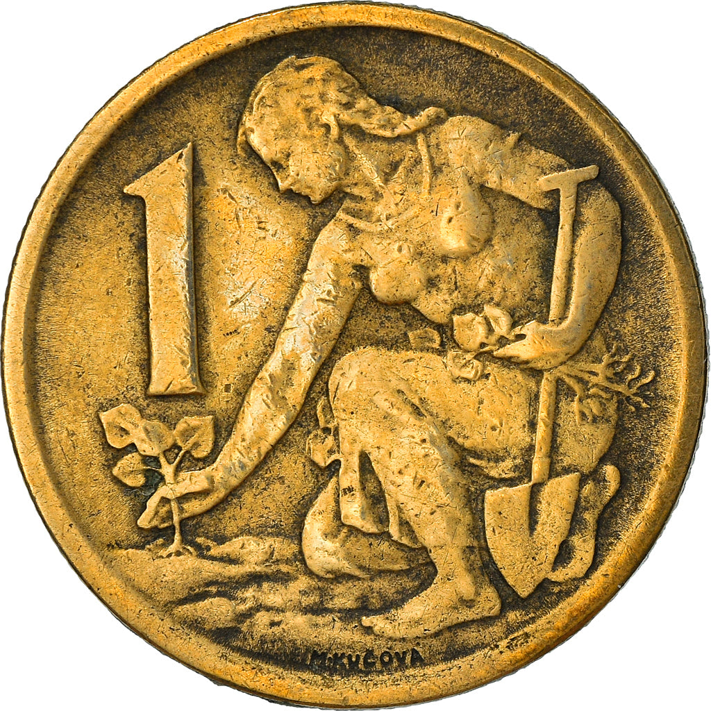 Moneta, Cecoslovacchia, Koruna, 1976, MB+, Alluminio-bronzo, KM:50