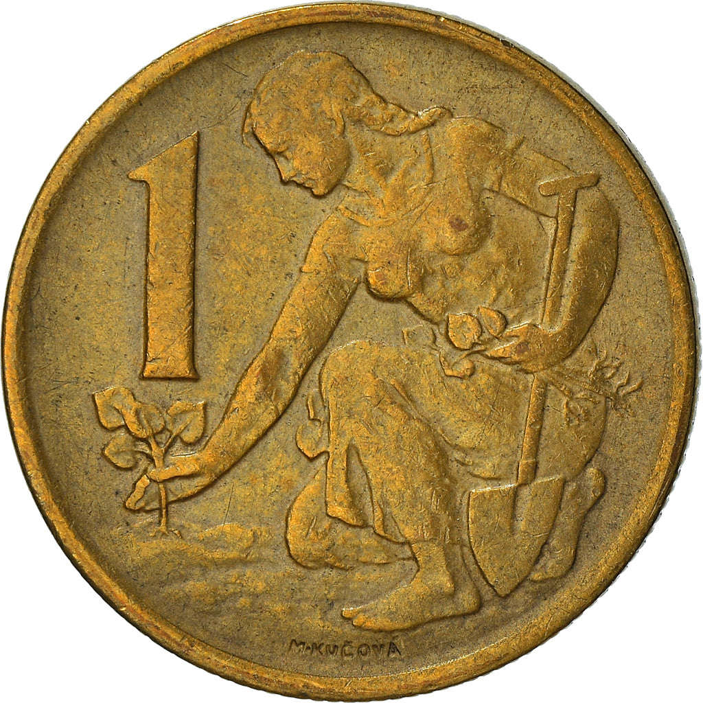 Moeda, Checoslováquia, Koruna, 1977, VF(30-35), Alumínio-Bronze, KM:50