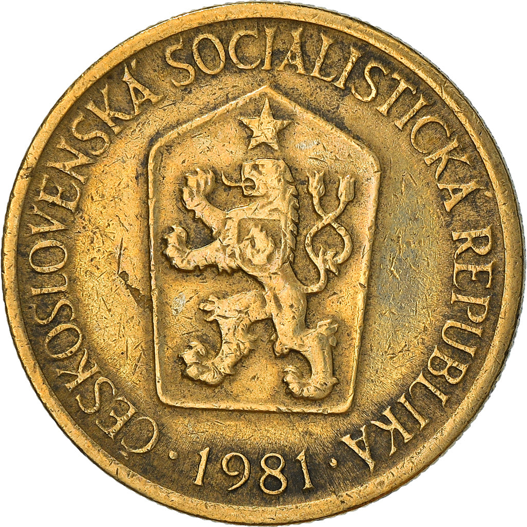 Münze, Tschechoslowakei, Koruna, 1981, S+, Aluminum-Bronze, KM:50
