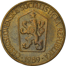 Moneda, Checoslovaquia, Koruna, 1989, MBC, Aluminio - bronce, KM:50