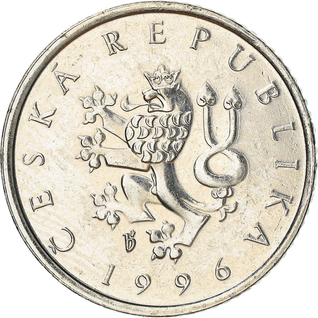 Moneta, Czechy, Koruna, 1996, AU(50-53), Nickel platerowany stalą, KM:7