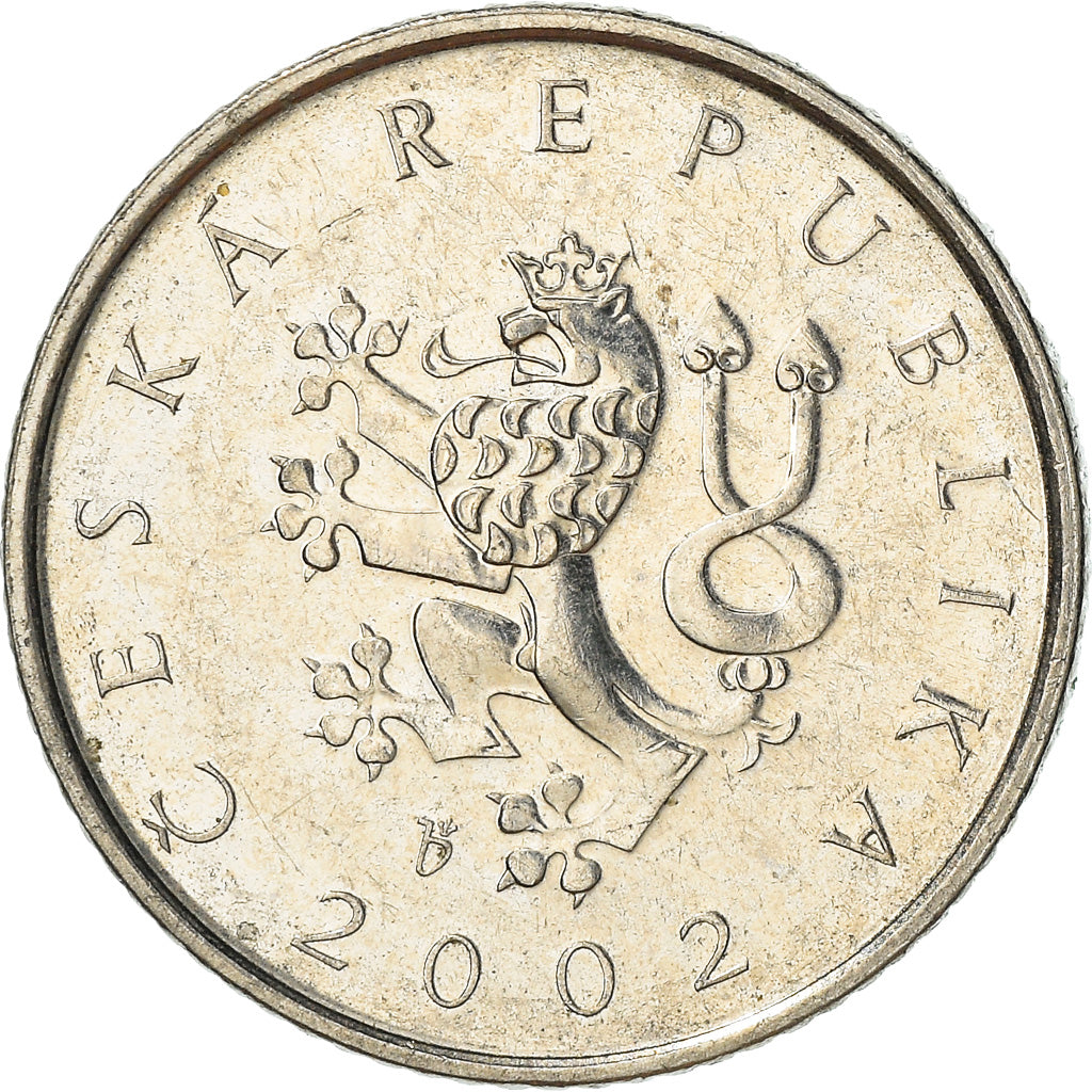 Moneta, Repubblica Ceca, Koruna, 2002, MB+, Acciaio placcato nichel, KM:7