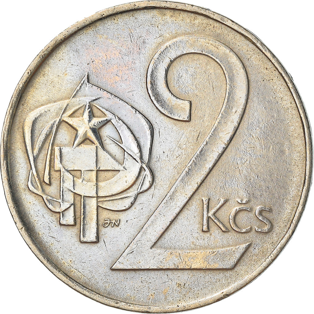 Moneta, Cecoslovacchia, 2 Koruny, 1985, MB+, Rame-nichel, KM:75