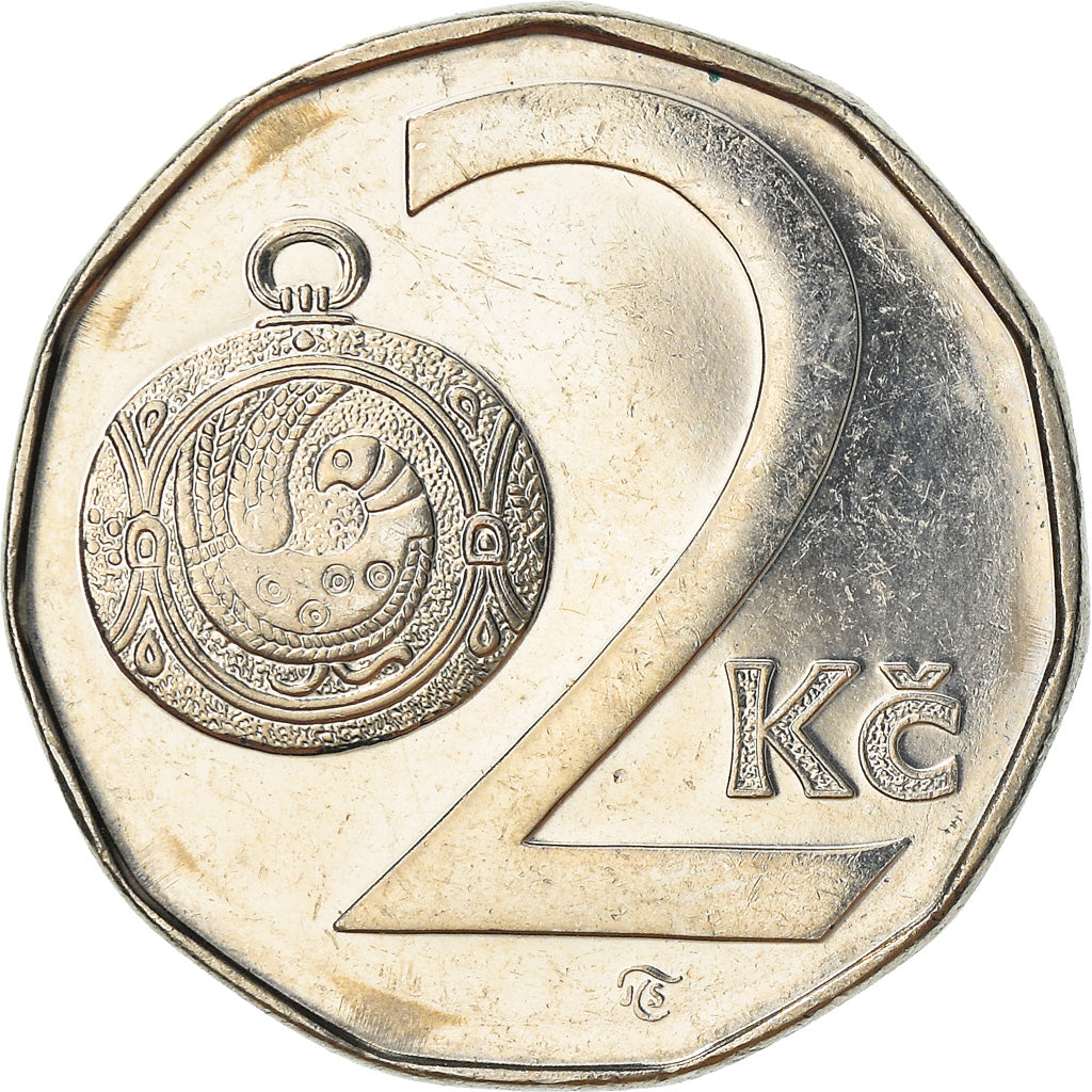 Münze, Tschechische Republik, 2 Koruny, 1993, S+, Nickel plated steel, KM:9