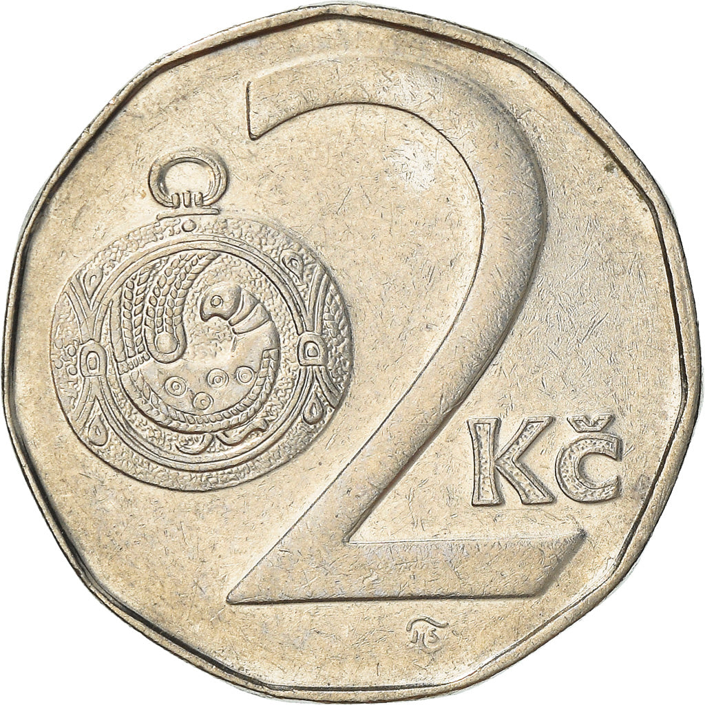 Moneda, República Checa, 2 Koruny, 1996, BC+, Níquel chapado en acero, KM:9