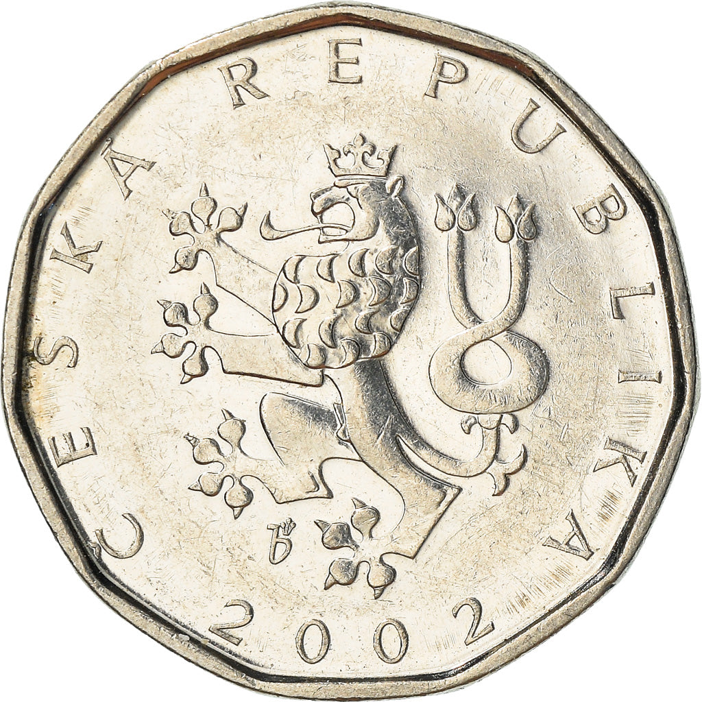 Moneta, Repubblica Ceca, 2 Koruny, 2002, MB+, Acciaio placcato nichel, KM:9