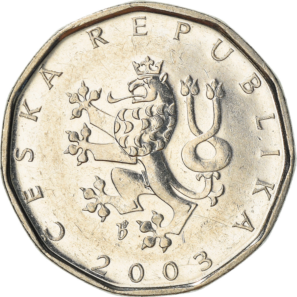 Moneta, Repubblica Ceca, 2 Koruny, 2003, MB+, Acciaio placcato nichel, KM:9