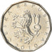 Moneda, República Checa, 2 Koruny, 2010, BC+, Níquel chapado en acero, KM:9