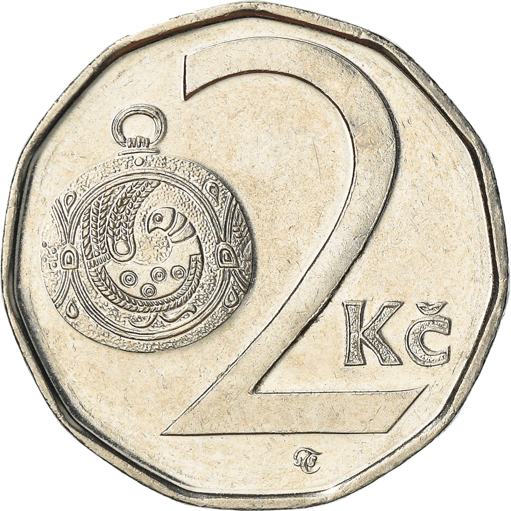 Moneta, Repubblica Ceca, 2 Koruny, 2010, MB+, Acciaio placcato nichel, KM:9