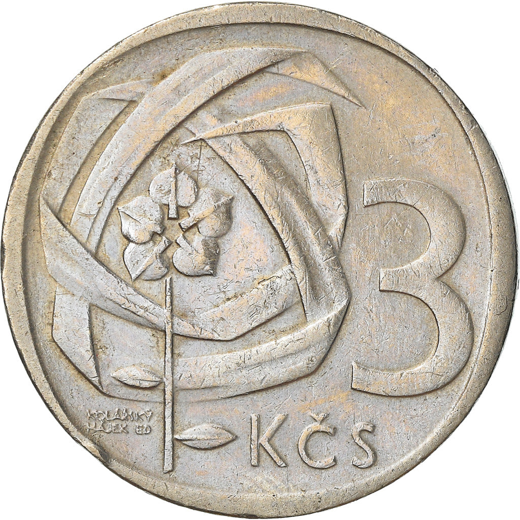 Moneta, Cecoslovacchia, 3 Koruny, 1965, BB, Rame-nichel, KM:57