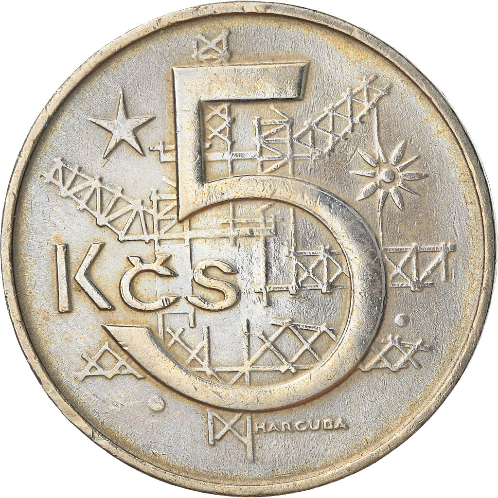 Coin, Czechoslovakia, 5 Korun, 1969, AU(50-53), Copper-nickel, KM:60