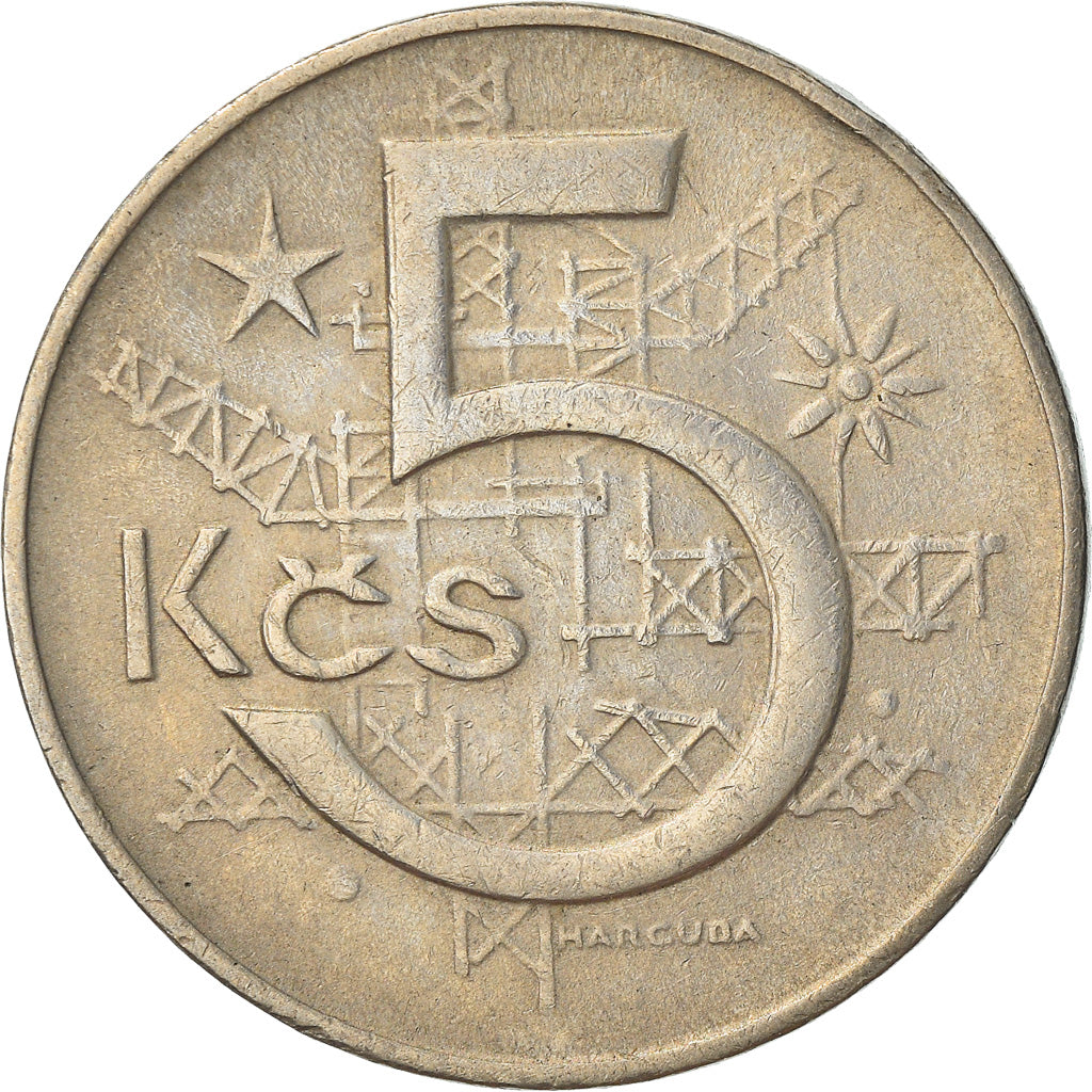 Münze, Tschechoslowakei, 5 Korun, 1970, SS, Copper-nickel, KM:60