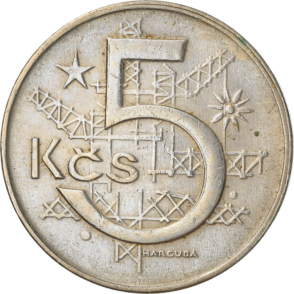 Münze, Tschechoslowakei, 5 Korun, 1973, S+, Copper-nickel, KM:60
