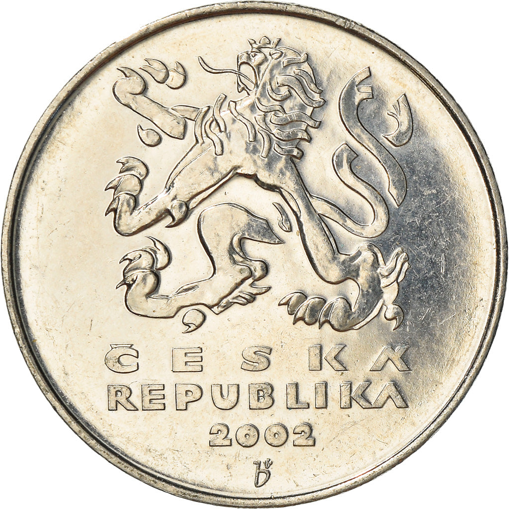 Coin, Czech Republic, 5 Korun, 2002, AU(50-53), Nickel plated steel, KM:8