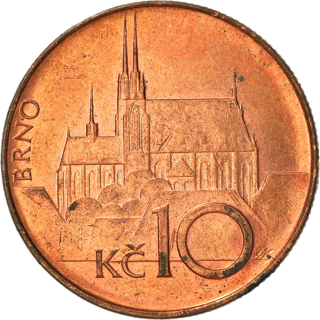 Munten, Tsjechische Republiek, 10 Korun, 1993, ZF+, Copper Plated Steel, KM:4