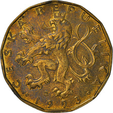 Moneda, República Checa, 20 Korun, 1993, MBC, Latón chapado en acero, KM:5