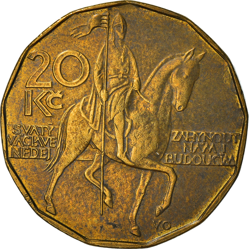 Moneda, República Checa, 20 Korun, 1993, MBC, Latón chapado en acero, KM:5