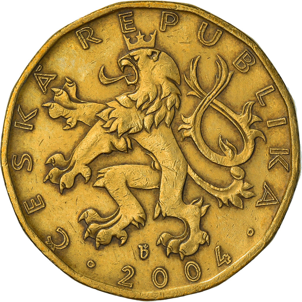 Monnaie, République Tchèque, 20 Korun, 2004, TB+, Brass plated steel, KM:5