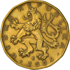 Monnaie, République Tchèque, 20 Korun, 2004, TB+, Brass plated steel, KM:5