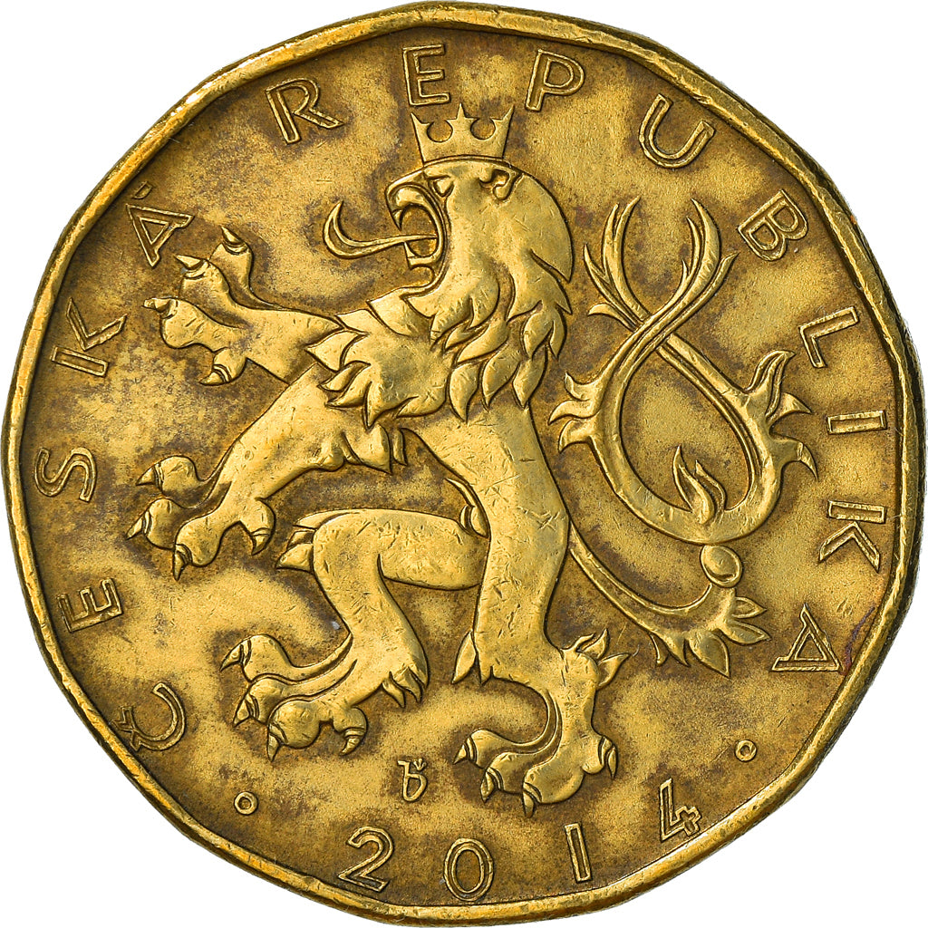 Monnaie, République Tchèque, 20 Korun, 2014, TB+, Brass plated steel, KM:5