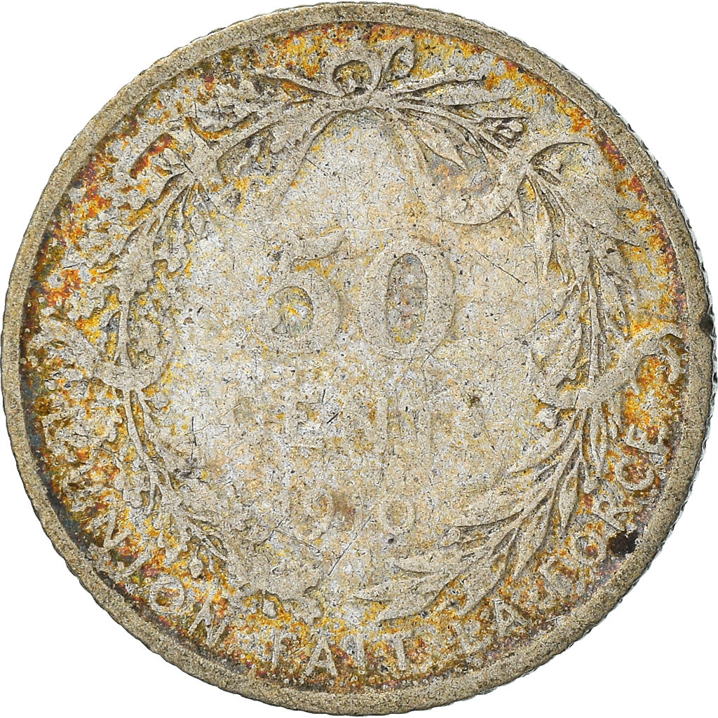 Moeda, Bélgica, 50 Centimes, 1910, VF(20-25), Prata, KM:71