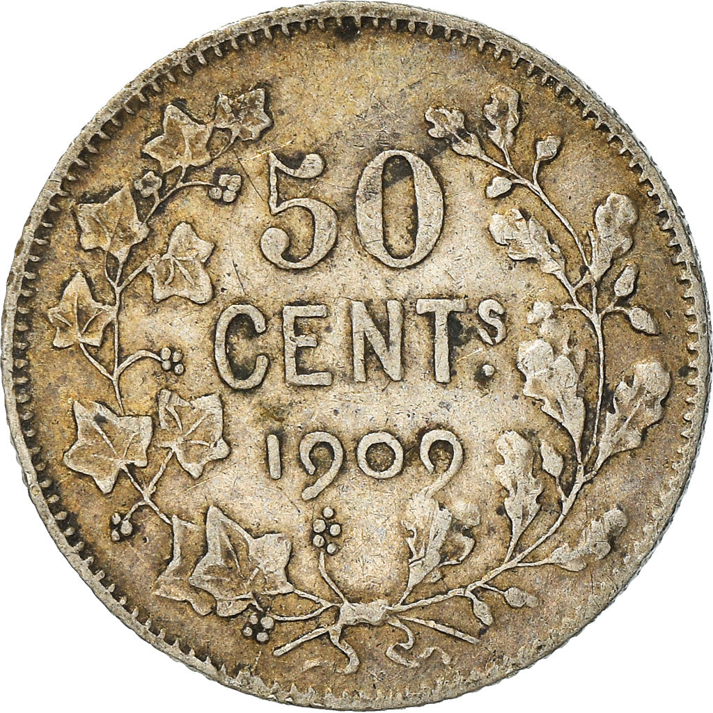 Moeda, Bélgica, 50 Centimes, 1909, VF(30-35), Prata, KM:61.1