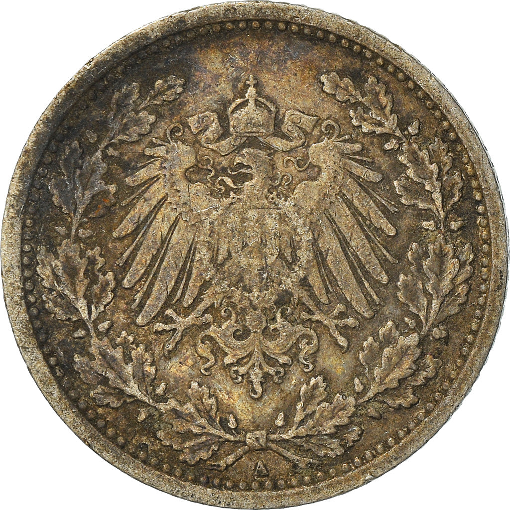 Moneta, GERMANIA - IMPERO, 1/2 Mark, 1905, Berlin, BB, Argento, KM:17