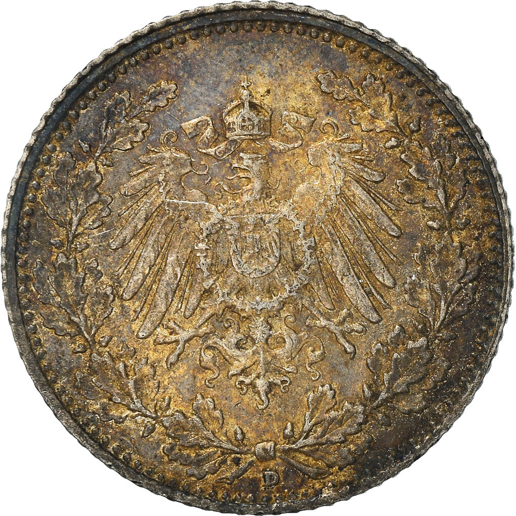 Monnaie, GERMANY - EMPIRE, 1/2 Mark, 1906, Munich, TTB+, Argent, KM:17