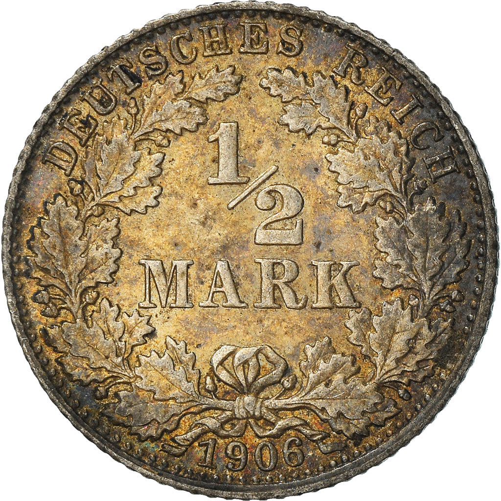 Monnaie, GERMANY - EMPIRE, 1/2 Mark, 1906, Munich, TTB+, Argent, KM:17