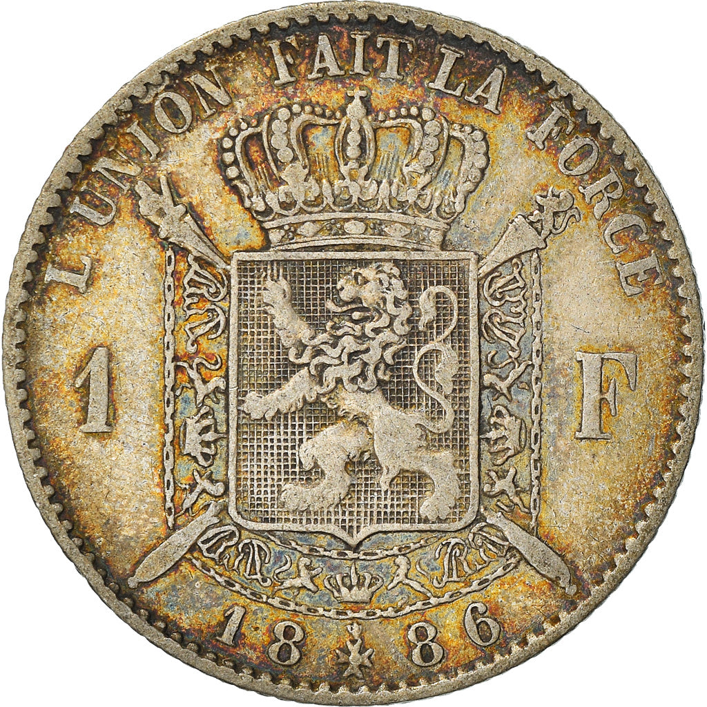 Moneta, Belgio, Leopold II, Franc, 1886, BB, Argento, KM:28.2