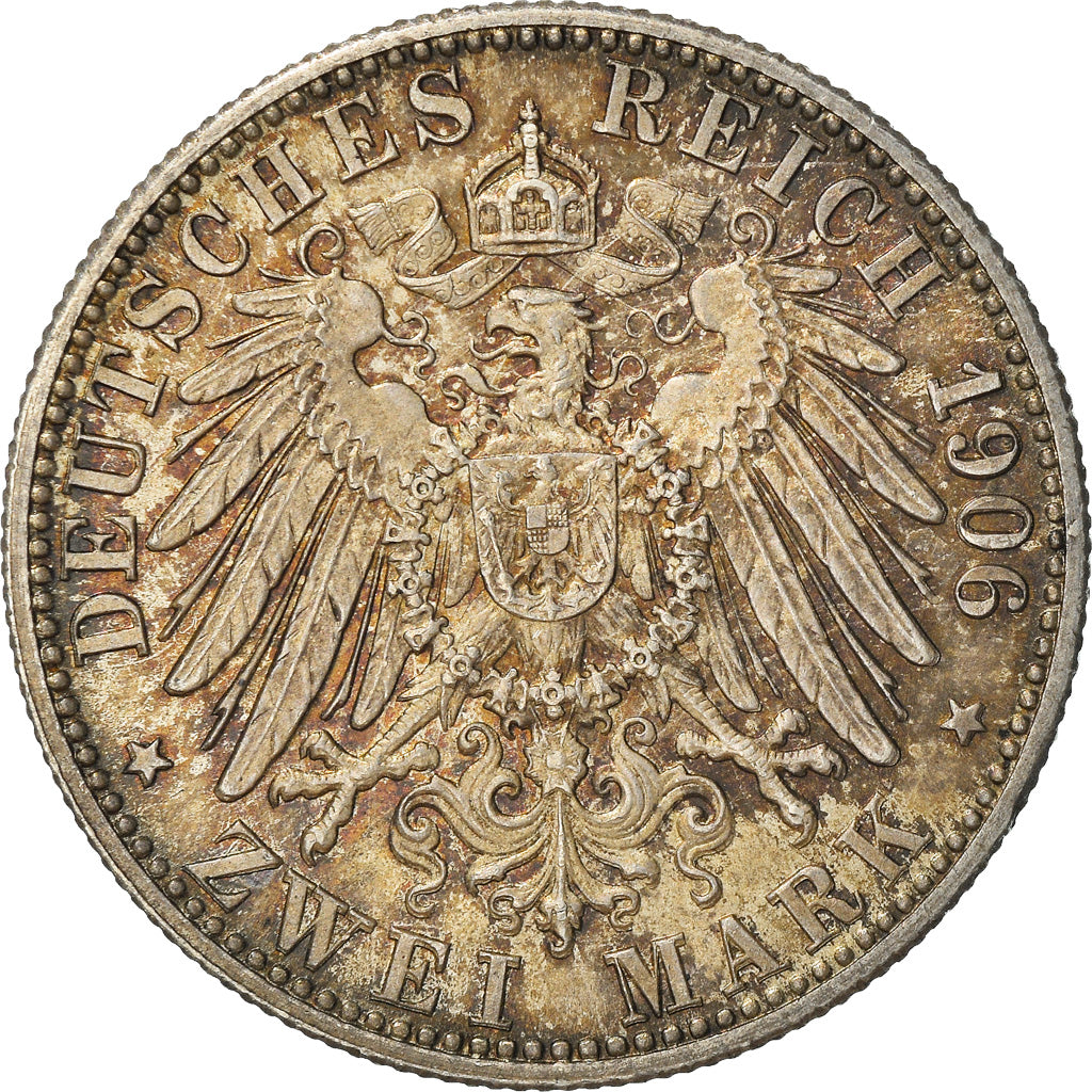 Moneta, Stati tedeschi, BADEN, Friedrich I, 2 Mark, 1906, SPL-, Argento, KM:276