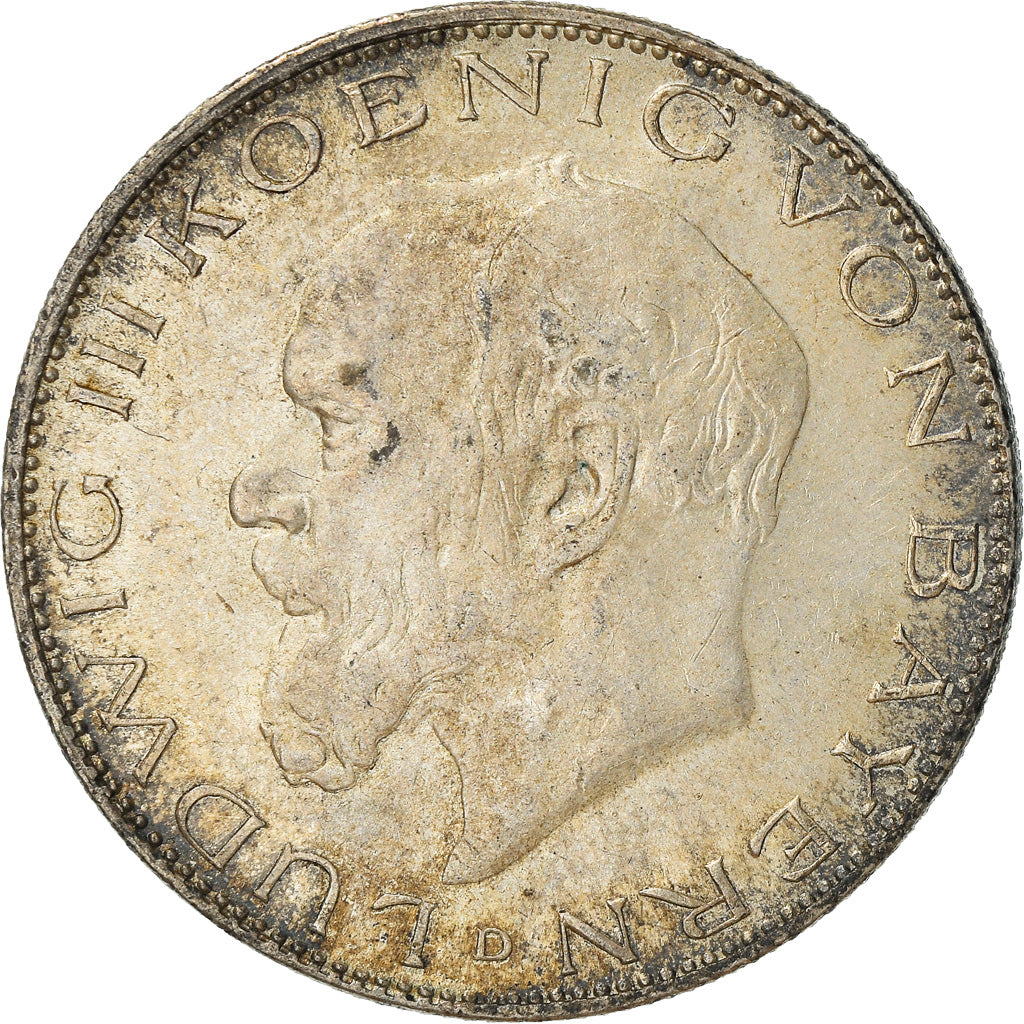 Münze, Deutsch Staaten, BAVARIA, Ludwig III, 2 Mark, 1914, Munich, SS+, Silber