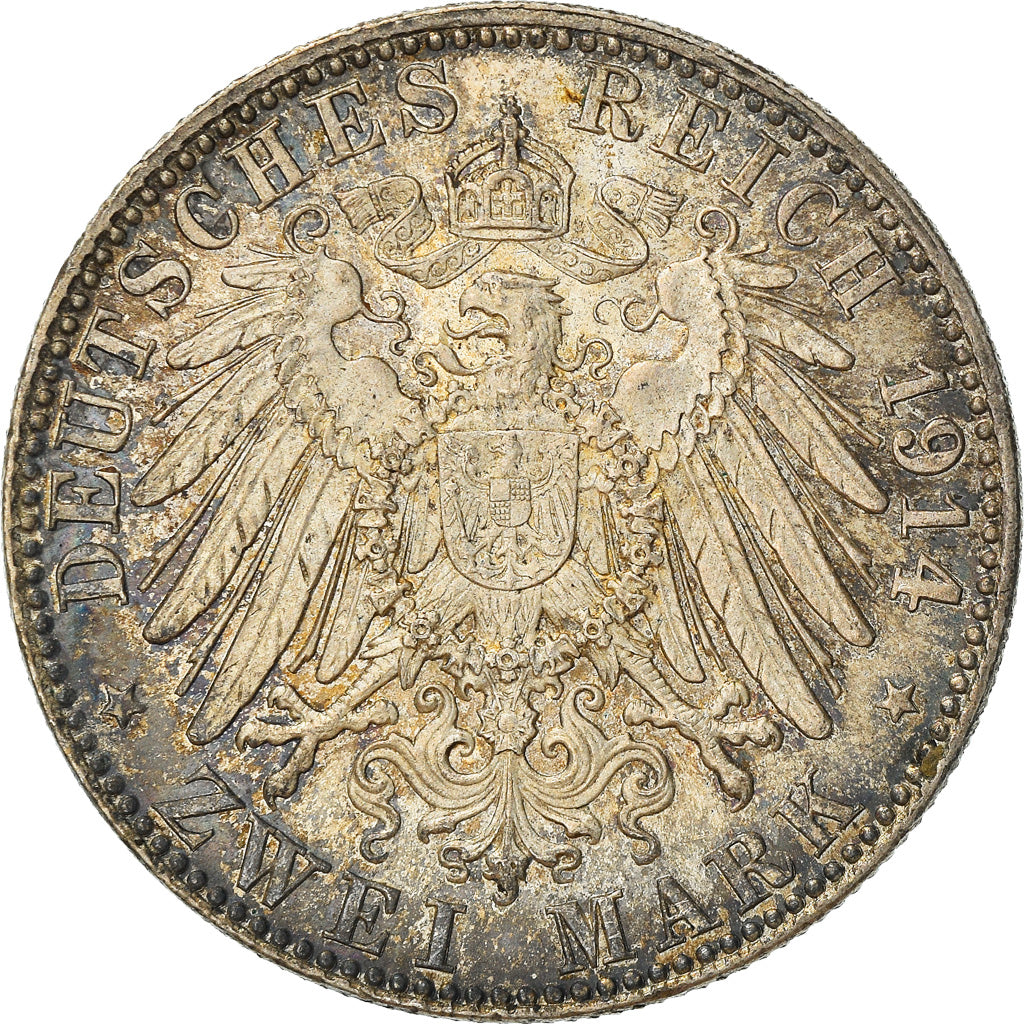 Münze, Deutsch Staaten, BAVARIA, Ludwig III, 2 Mark, 1914, Munich, SS+, Silber