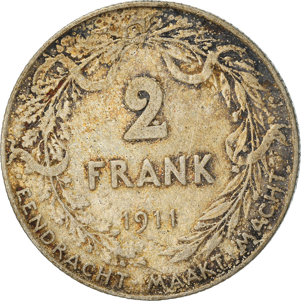 Moneta, Belgio, Albert I, 2 Francs, 2 Frank, 1911, Brussels, MB+, Argento, KM:75