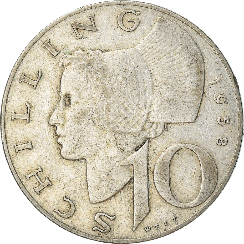 Moneta, Austria, 10 Schilling, 1958, BB, Argento, KM:2882